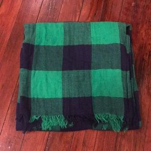 Blue and green plaid scarf